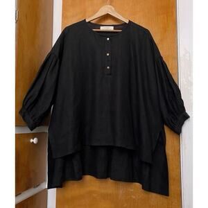 Loess Poet Sleeve Heavy Linen Tunic Top Oversized Peasant Lagenlook Sz U Spain